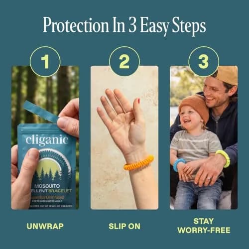 Cliganic Natural Mosquito Repellent Bracelets 25 Pack | DEET-Free Essential Oil Bands for Kids & Adults thumbnail 7