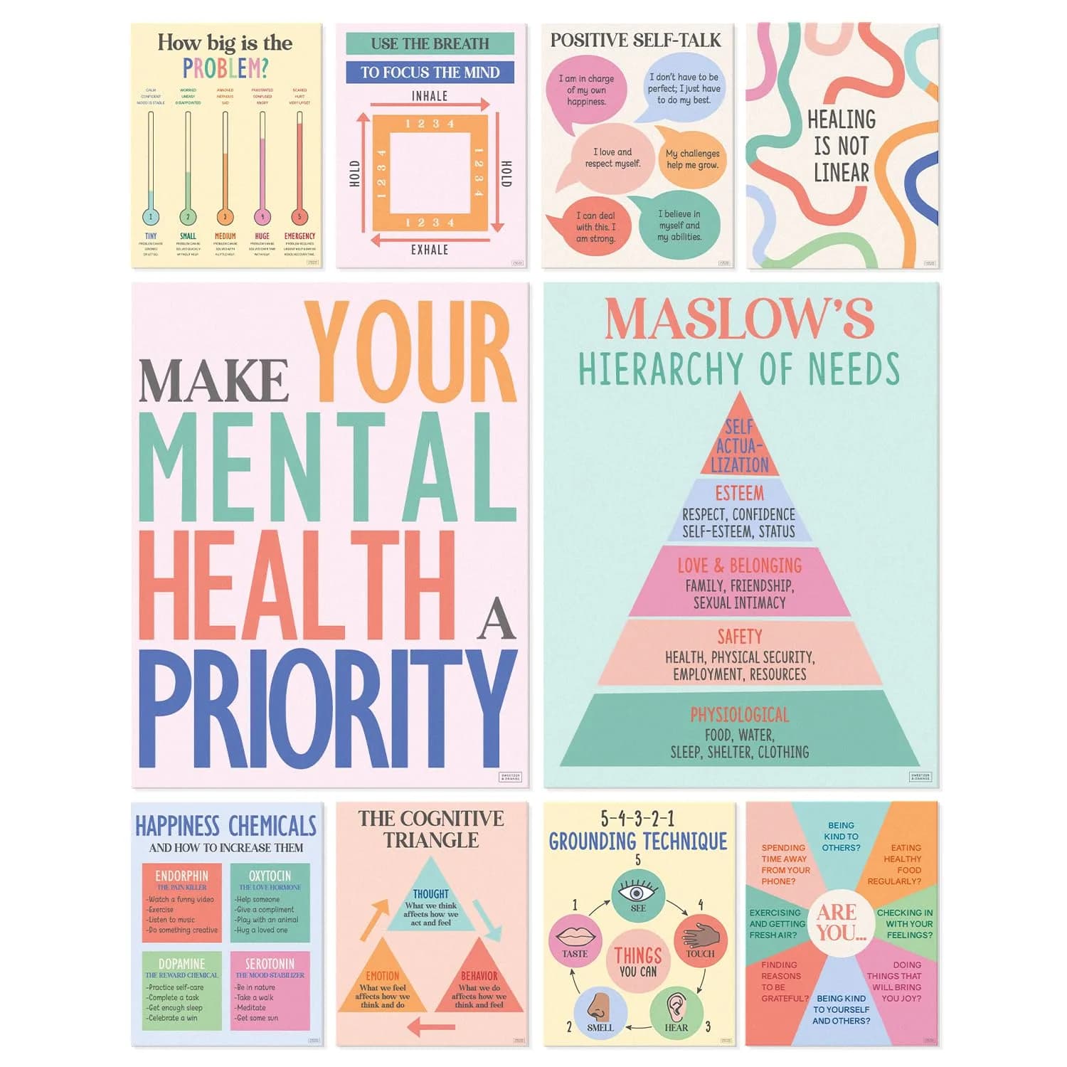 Sweetzer & Orange Mental Health Posters for Office & School | Calming Classroom & Therapy Decor (11x14 Inch) - main product image