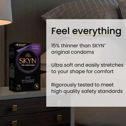 SKYN Elite Ultra-Thin Condoms, 20 Count (Pack of 2) | Latex-Free Polyisoprene for Enhanced Sensation thumbnail 3