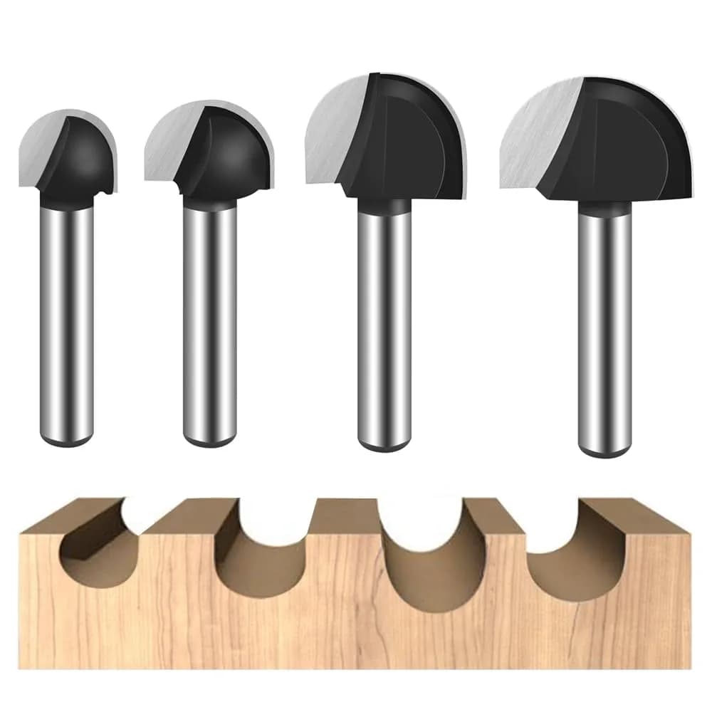 ASNOMY 4Pcs Core Box Router Bit Set 5/8"-1" Cutting Diameter | Precision Woodworking Tool