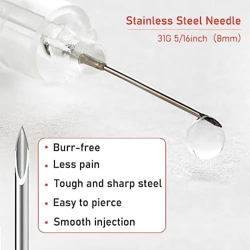 JIBENGAO 1cc Syringe with 31G 8mm Needle - Pack of 50 | Sterile Lab Dispensing Needles thumbnail 4
