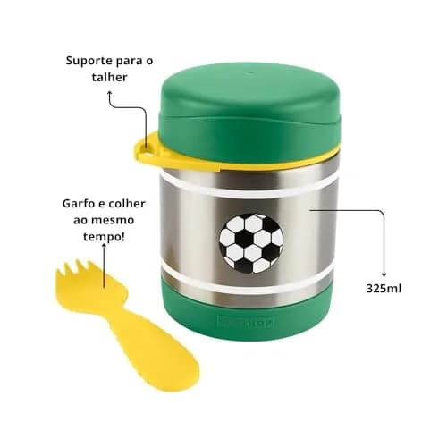 Skip Hop Insulated Baby Food Jar, Soccer, 325ml (11 fl oz) | Keeps Food Warm 7 Hrs, Cold 5 Hrs thumbnail 2