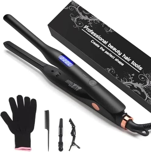 JAETON 3/10" Pencil Flat Iron with 13 Temp Setting Ceramic Small Hair Straightener | Professional Mini for Short Hair & Beard thumbnail 1