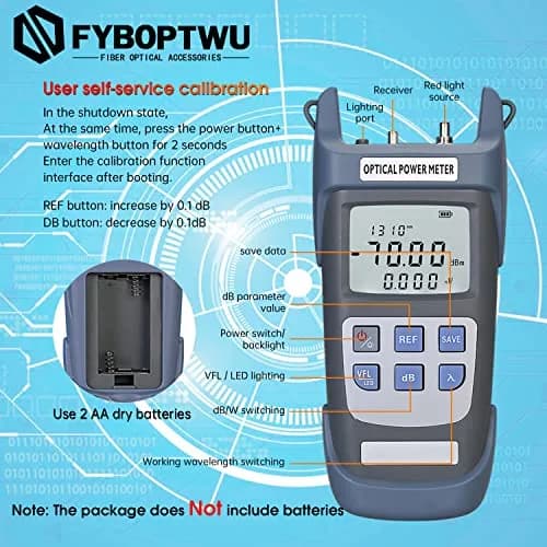 fyboptwu 3-in-1 Fiber Tester OPM+VFL with LED, 1-Pack | Portable Optical Power Meter & Visual Fault Locator thumbnail 9