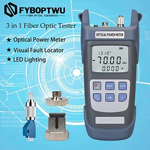 fyboptwu 3-in-1 Fiber Tester OPM+VFL with LED, 1-Pack | Portable Optical Power Meter & Visual Fault Locator thumbnail 2