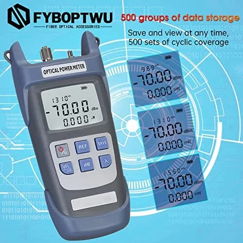 fyboptwu 3-in-1 Fiber Tester OPM+VFL with LED, 1-Pack | Portable Optical Power Meter & Visual Fault Locator thumbnail 3