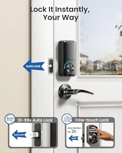 Veise KS01B Keypad Door Lock with 2 Lever Handles Set, Matte Black | Keyless Entry & Auto Lock thumbnail 5