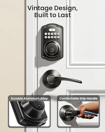 Veise KS01B Keypad Door Lock with 2 Lever Handles Set, Matte Black | Keyless Entry & Auto Lock thumbnail 3