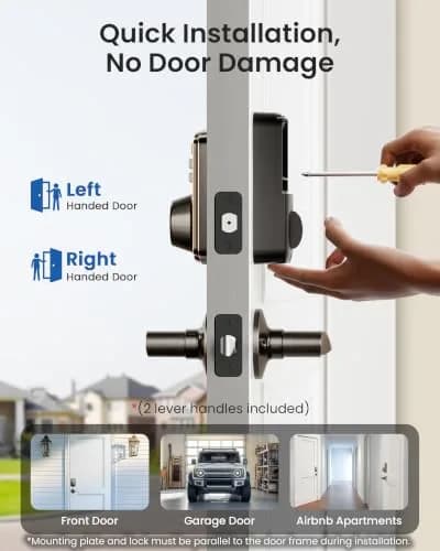 Veise KS01B Keypad Door Lock with 2 Lever Handles Set, Oil Rubbed Bronze | Smart Keyless Entry & Auto Lock thumbnail 7