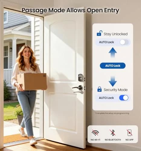 Veise KS01B Keypad Door Lock with 2 Lever Handles Set, Oil Rubbed Bronze | Smart Keyless Entry & Auto Lock thumbnail 9