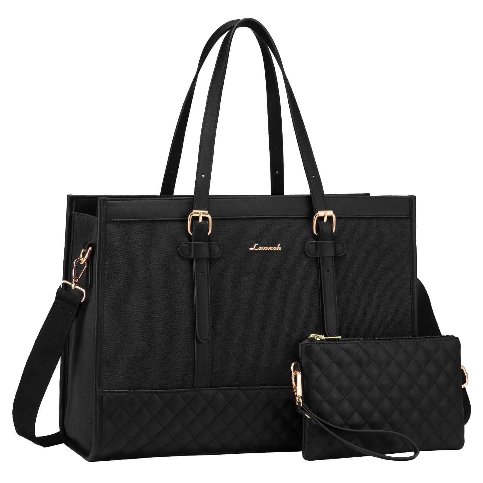 LOVEVOOK Laptop Bag for Women, 15.6 Inch | Stylish & Functional Tote for Work & Travel — A-black / 15.6 inch