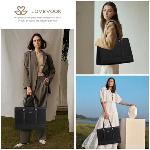 LOVEVOOK Laptop Tote Bag for Women, 15.6 Inch | Stylish & Functional with Laptop Compartment thumbnail 2