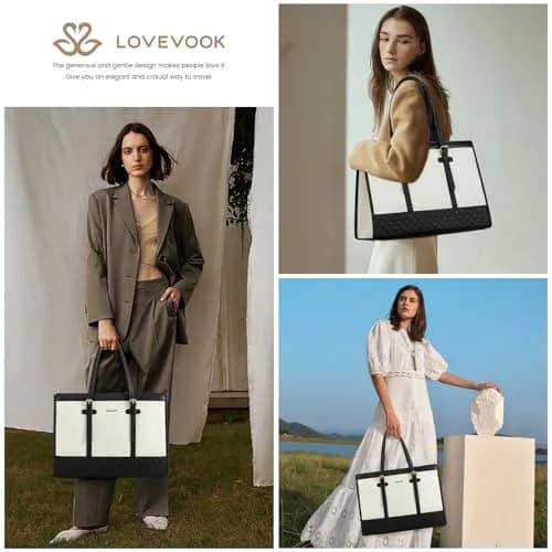 LOVEVOOK Laptop Tote Bag for Women, 15.6 Inch | Stylish & Functional, USA Import thumbnail 2