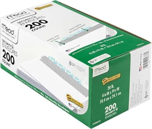 Mead #10 Security Business Envelopes 10.5cm x 24.1cm (4-1/8" x 9-1/2") | Peel and Seal, Privacy Lined, No-Window, Press-It Seal-It Self-Adhesive for Home & Office Mailing, 200 Count thumbnail 4
