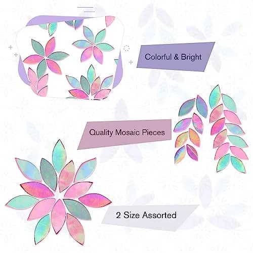 Yoption Iridescent Pink Glass Petal Mosaic Tiles | Hand-Cut Craft Tiles for Home & Crafts (1.4 x 0.6 inches) thumbnail 3