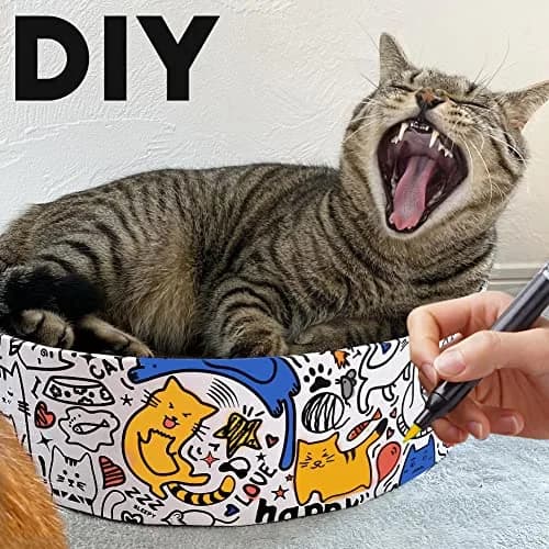 ARGOPET Oval Cat Scratcher Bed with Toy 43cm (17in) | Curved Design for Spine Support thumbnail 5