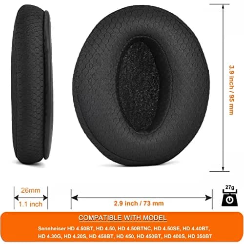 defean Breathable Fabric Replacement Ear Pads for Sennheiser HD 4.50BT, 4.40BT, 4.30G, 4.20S, 458BT, 450, 450BT, 350BT Headset | Noise Isolating Comfort thumbnail 3