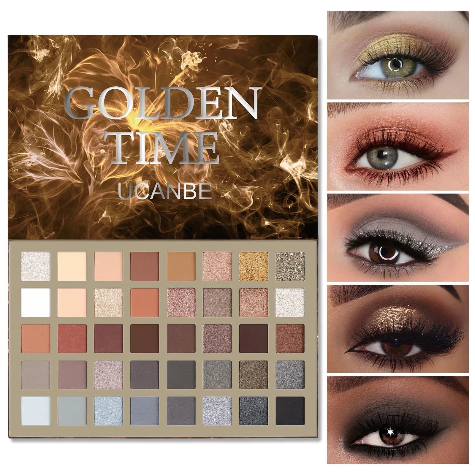 UCANBE Spotlight Eyeshadow Palette + 15 Brushes Set, 40 Colors Matte Shimmer Glitter | Highly Pigmented & Waterproof — Palette B
