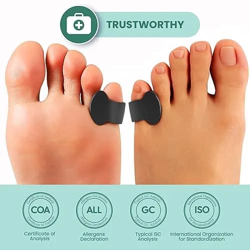 Welnove Pinky Toe Separator, 12 Pcs Black Gel Toe Spacers for Feet, Bunions, Overlapping Toes, Unisex, 1 Pack | Realign & Relieve Pressure thumbnail 3