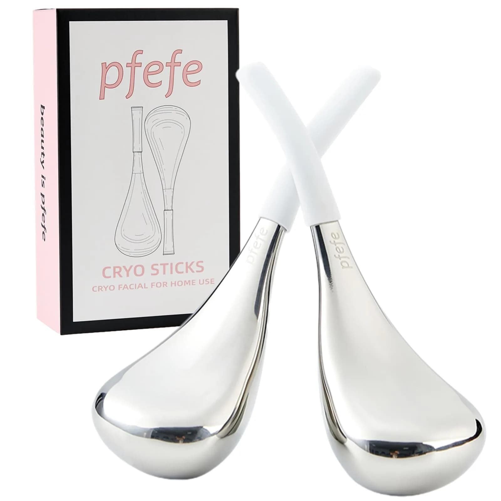 pfefe Ice Globes for Face Eyes, Cryo Sticks Facial Skin Care Tools with Storage Case, 2 Count (White) - main product image
