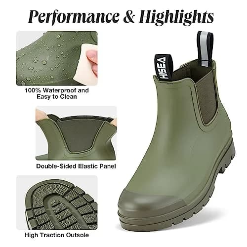 HISEA Women's Short Rain Boots Waterproof Ankle Chelsea Boots | Stylish, 100% Waterproof, All-Season Comfort thumbnail 4