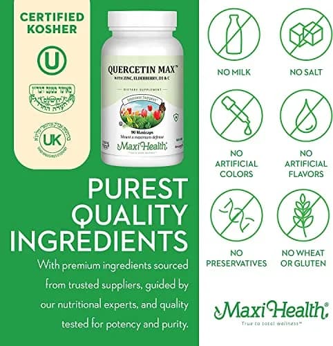Maxi Health Quercetin with Zinc & Vitamin C 90 Capsules | Supports Immunity & Wellness thumbnail 6