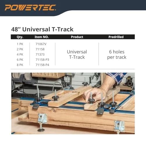 POWERTEC 71158-P3 Universal T-Track 48 Inch Double-Cut Profile 6 Pack | Aluminum Woodworking Jigs & Fixtures thumbnail 8