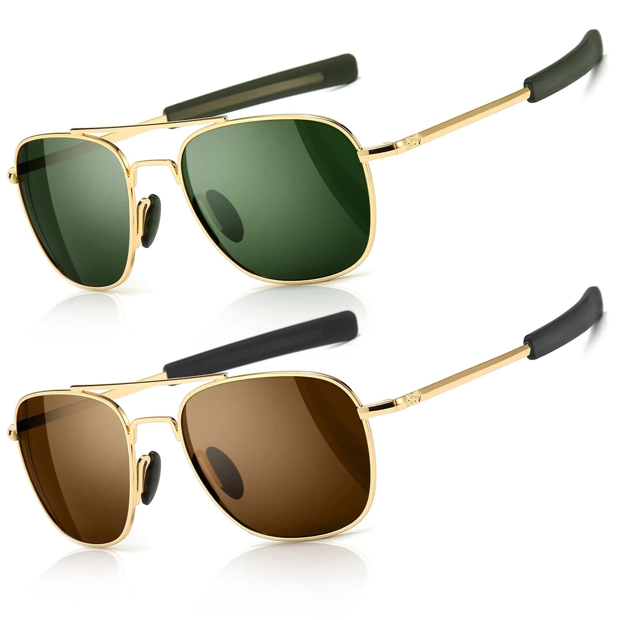 SUNGAIT Men's Military Style Polarized Pilot Aviator Sunglasses Bayonet Temples | HD UVA/UVB Protection