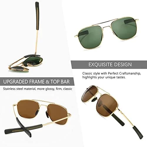 SUNGAIT Men's Military Style Polarized Pilot Aviator Sunglasses Bayonet Temples | HD UVA/UVB Protection thumbnail 4