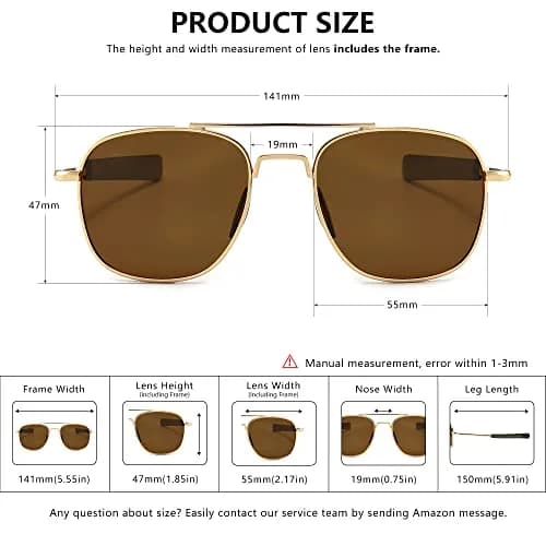 SUNGAIT Men's Military Style Polarized Pilot Aviator Sunglasses Bayonet Temples | HD UVA/UVB Protection thumbnail 5