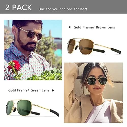 SUNGAIT Men's Military Style Polarized Pilot Aviator Sunglasses Bayonet Temples | HD UVA/UVB Protection thumbnail 3