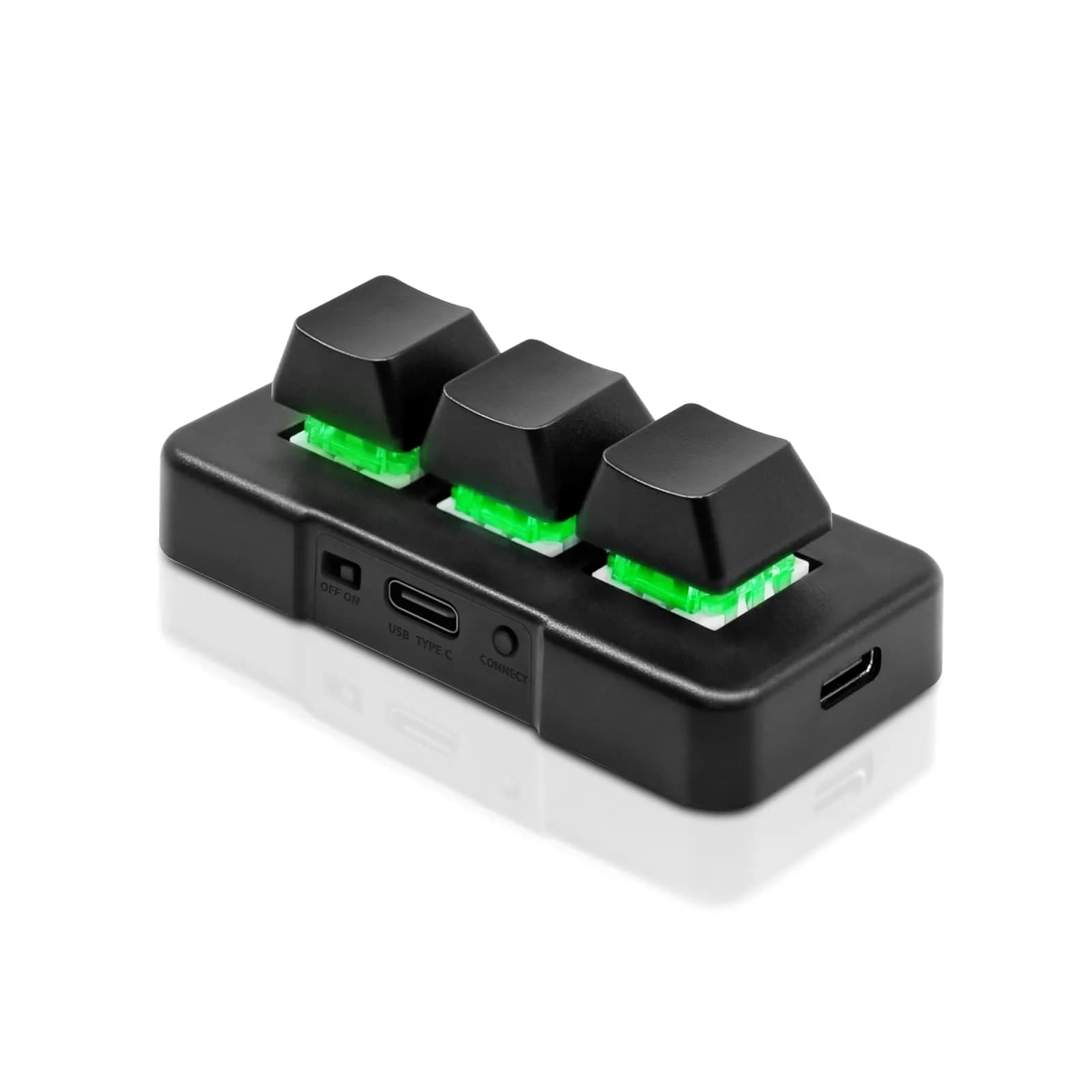 PCsensor 3 Key Mini Macro Keyboard Wireless USB Mechanical Programmable OSU Keypad with RGB LED | 7.6 cm (3 in) | Compatible with PC, Mac, Linux — Black-2.4G