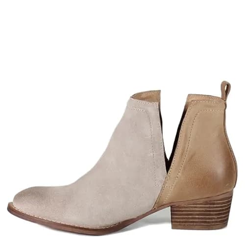 Diba True Stop By Pull On Round Toe Casual Boots Ankle Low Heel 11 M | Beige Leather & Suede thumbnail 8