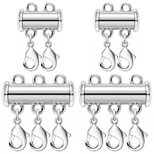OHINGLT Magnetic Necklace Layering Clasps - 4 Piece Set (2x 15mm, 2x 20mm) - Gold & Silver Plated Brass thumbnail 1