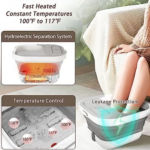 UNIFULL Collapsible Foot Spa Bath with Heat, Remote Control, Shiatsu Rollers & Bubble Jets for Relaxation thumbnail 4