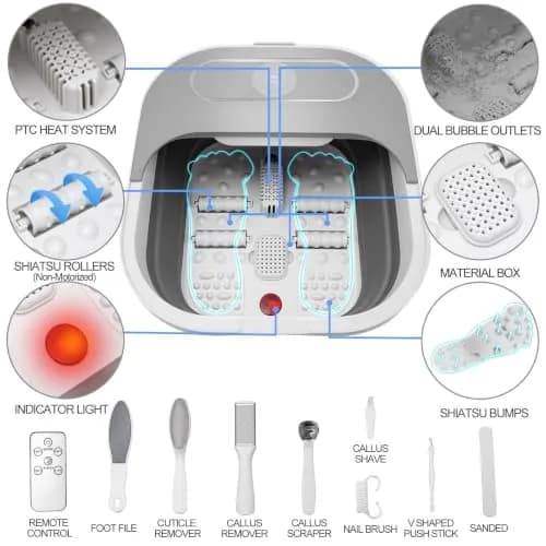 UNIFULL Collapsible Foot Spa Bath with Heat, Remote Control, Shiatsu Rollers & Bubble Jets for Relaxation thumbnail 3
