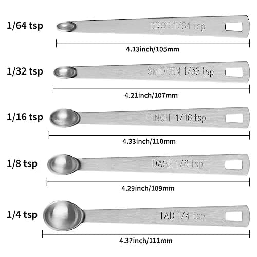 Cuttte Tiny Measuring Spoons Set 1/64 to 1/4 tsp | Stainless Steel Mini Spoons for Powders & Spices thumbnail 2