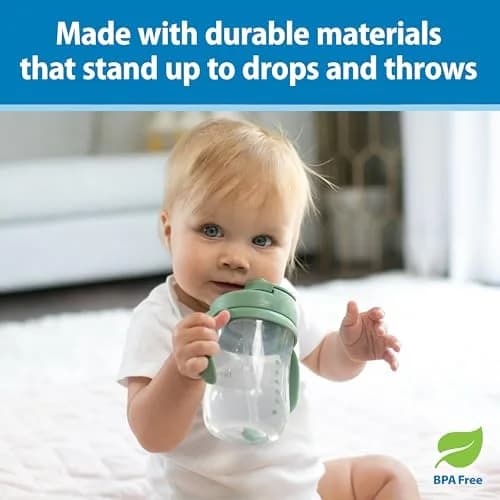 Dr. Brown's Milestones Baby's First Straw Cup, Olive Green, 270ml (9 oz) | Spill-Proof & BPA-Free thumbnail 6