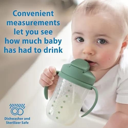 Dr. Brown's Milestones Baby's First Straw Cup, Olive Green, 270ml (9 oz) | Spill-Proof & BPA-Free thumbnail 7