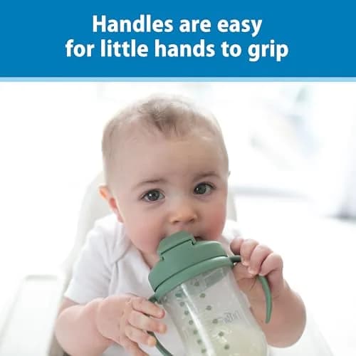 Dr. Brown's Milestones Baby's First Straw Cup, Olive Green, 270ml (9 oz) | Spill-Proof & BPA-Free thumbnail 4