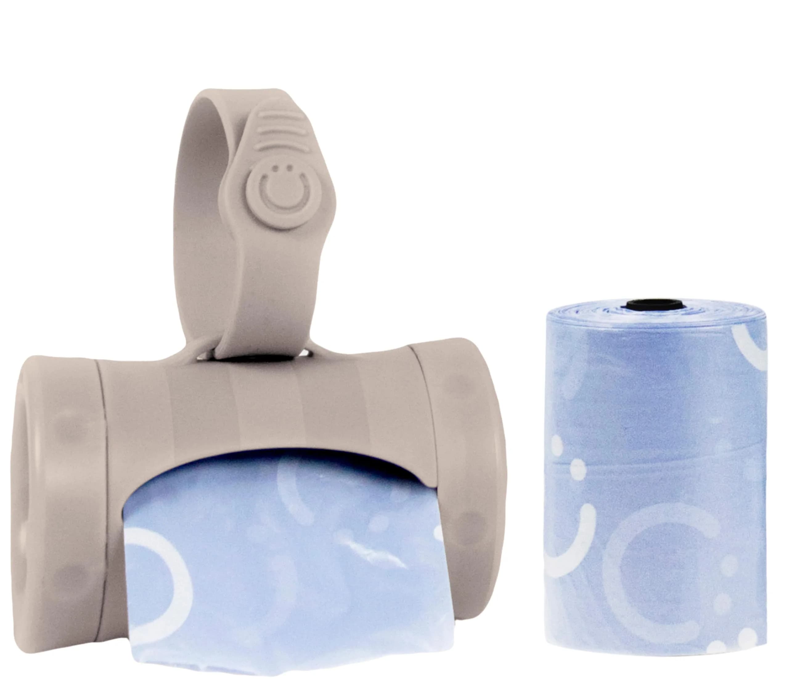 Ubbi Retractable Diaper Bag Dispenser with Silicone Strap & Lavender Bags | Taupe, 1 Count (Pack of 1)