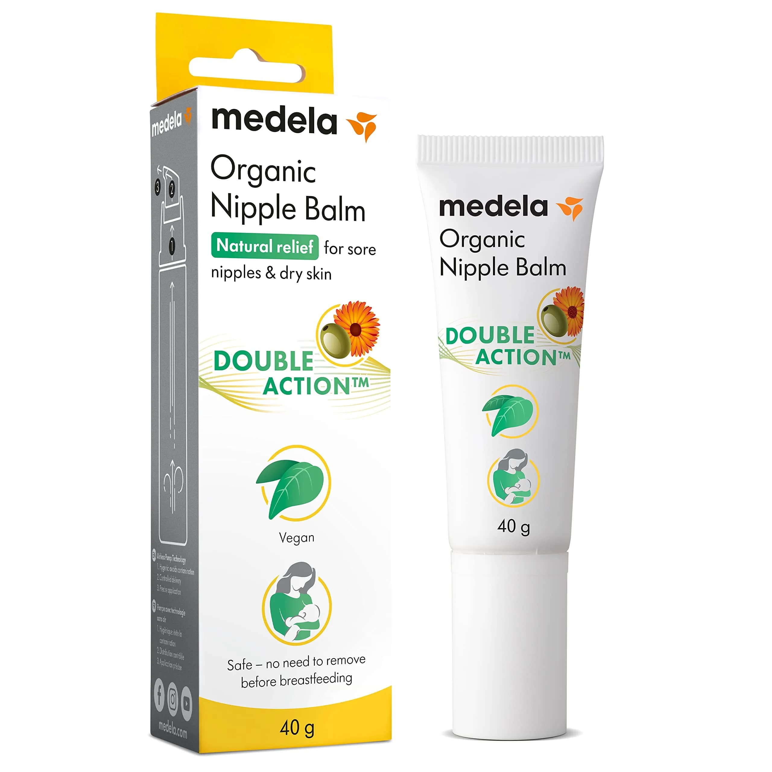 Medela Purelan Lanolin Nipple Cream 74g (2.6 Fl Oz) | Soothes Sore Nipples, Baby Safe, USA Import — Organic 40g