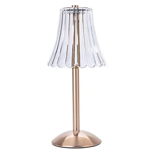 HEQET Cordless Table Lamp 12'' (30.48 cm) | Rechargeable LED Brass Portable Lamp with Dimmer thumbnail 1