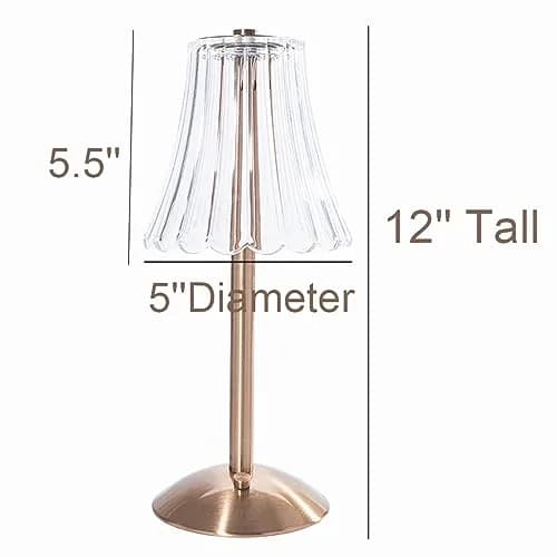 HEQET Cordless Table Lamp 12'' (30.48 cm) | Rechargeable LED Brass Portable Lamp with Dimmer thumbnail 6