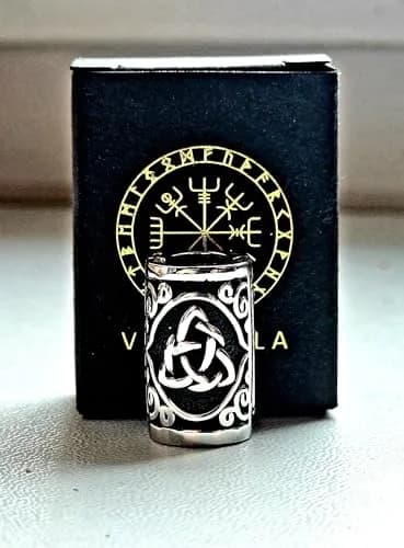 VALHALLA Viking Beard Bead Clip-On 316L Stainless Steel with Valknut Motif | 10mm (0.4 inch) Opening thumbnail 6