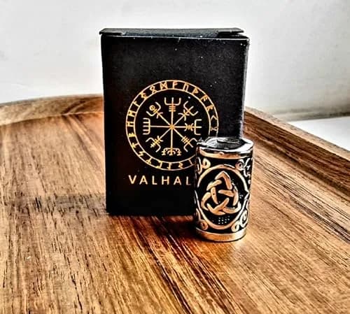 VALHALLA Viking Beard Bead Clip-On 316L Stainless Steel with Valknut Motif | 10mm (0.4 inch) Opening thumbnail 7