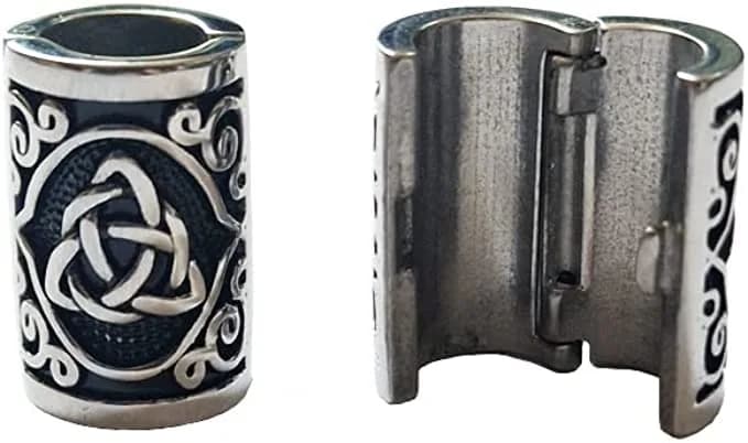 VALHALLA Viking Beard Bead Clip-On 316L Stainless Steel with Valknut Motif | 10mm (0.4 inch) Opening thumbnail 4