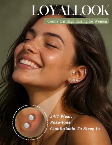 LOYALLOOK 18PCS Cartilage Earring Stud Set | Opal Flower CZ Flat Back Minimalist Jewelry thumbnail 2