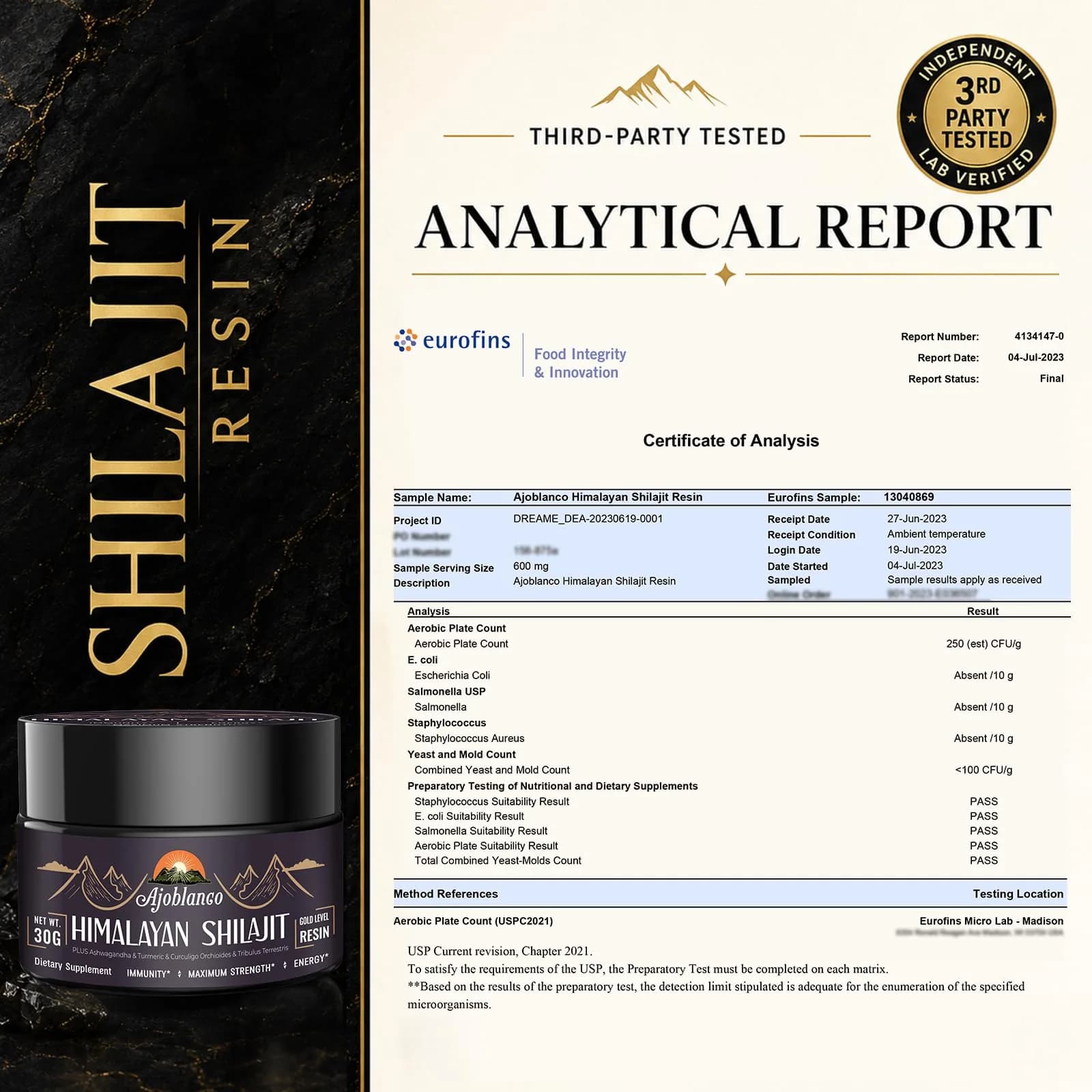 Ajoblanco 600mg Himalayan Shilajit Resin | Organic Ayurvedic Energy & Immunity Support (120 chars) thumbnail 8