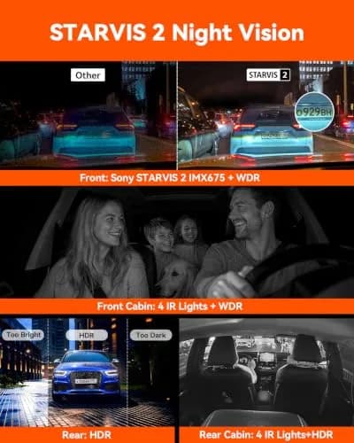 Vantrue N5 4 Channel WiFi Dash Cam 2.7K + 1080P Four Lens | 360° Coverage, Night Vision, GPS, 512GB Support thumbnail 3